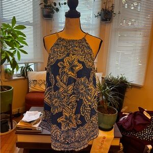 Floral Blue and White Women's Halter Top